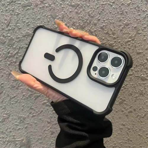 FYYFTYT Mattes, stoßfestes Armor-Silikon-Bumper-Cover mit magnetischer Ladefunktion (für iPhone 13 Pro Max/Schwarz) von FYYFTYT
