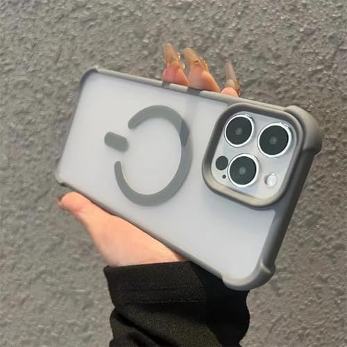 FYYFTYT Mattes, stoßfestes Armor-Silikon-Bumper-Cover mit magnetischer Ladefunktion (für iPhone 16 Plus/Grau) von FYYFTYT