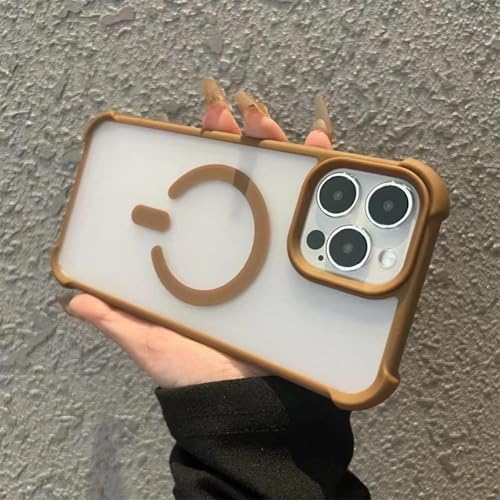 FYYFTYT Mattes, stoßfestes Silikon-Bumper-Cover mit magnetischer Ladefunktion für kabelloses Laden (für iPhone 13/Braun) von FYYFTYT