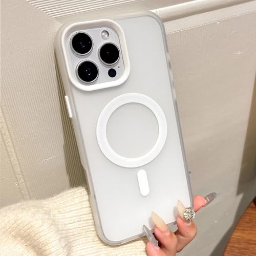 FYYFTYT Mattierte, durchscheinende, stoßfeste Stoßstangenabdeckung zum kabellosen Laden (für iPhone 16 Pro Max/Weiß) von FYYFTYT