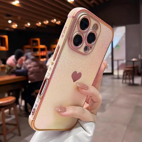 FYYFTYT Plating Heart Laser Aurora Matte Kameraschutz Silikon Weiche Stoßfeste Hülle (für iPhone 11 Pro/Pink) von FYYFTYT