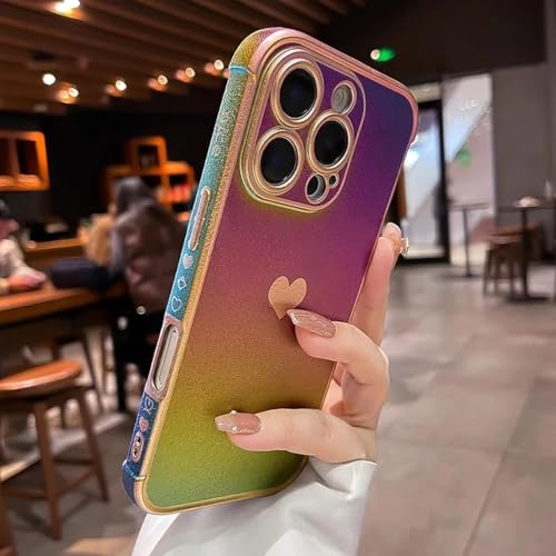 FYYFTYT Plating Heart Laser Aurora Matte Kameraschutz Silikon Weiche Stoßfeste Hülle (für iPhone 13 Pro/Deep Purple) von FYYFTYT