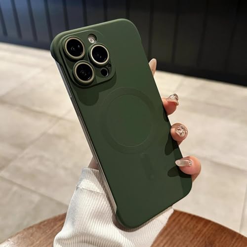 FYYFTYT Rahmenlose, Matte, magnetische, kabellose Ladefunktion, ultradünne, Harte PC-Rückseite (für iPhone 12/Dunkelgrün) von FYYFTYT