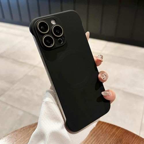 FYYFTYT Rahmenlose, Matte, magnetische, kabellose Ladefunktion, ultradünne, Harte PC-Rückseite (für iPhone 12 Pro Max/Schwarz) von FYYFTYT
