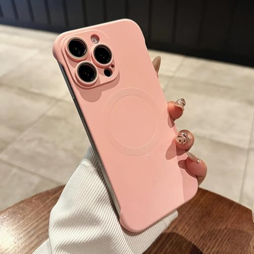 FYYFTYT Rahmenlose, Matte, magnetische, kabellose Ladefunktion, ultradünne, Harte PC-Rückseite (für iPhone 15 Plus/Pink) von FYYFTYT