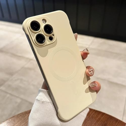 FYYFTYT Rahmenlose, Matte, magnetische, kabellose Ladefunktion, ultradünne, Harte PC-Rückseite (für iPhone 15 Plus/Weiß) von FYYFTYT