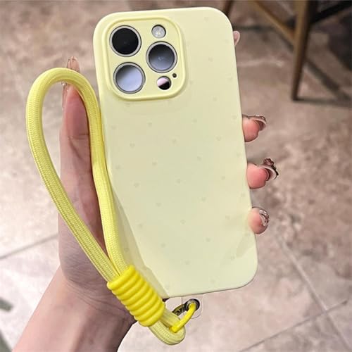 FYYFTYT Weiche Handschlaufe aus flüssigem Silikon mit Lanyard-Seil und Kameraschutzhülle (für iPhone 13 Pro/Gelb) von FYYFTYT