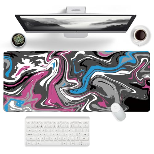 FYting Gaming Mauspad XXL,Mauspad 900x400,Schreibtischunterlage,Desk Mat, rutschfeste Unterseite aus Naturkautschuk, Wasserdicht und Schmutzabweisend, für PC, MacBook, Laptop (Blau+Rosa) von FYting