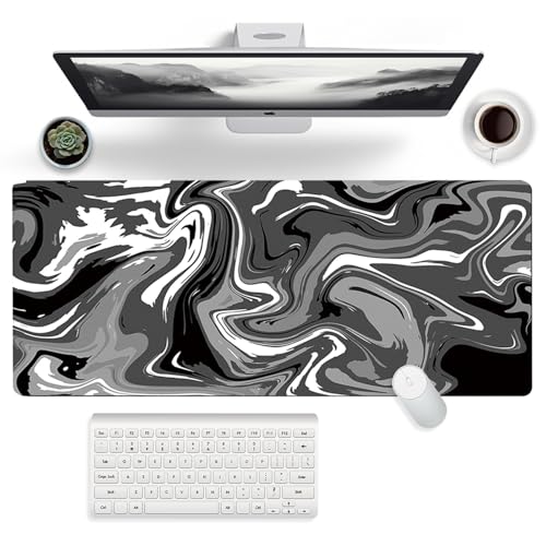 FYting Gaming Mauspad XXL,Mauspad 900x400,Schreibtischunterlage,Desk Mat, rutschfeste Unterseite aus Naturkautschuk, Wasserdicht und Schmutzabweisend, für PC, MacBook, Laptop (Schwarz+Weiß) von FYting