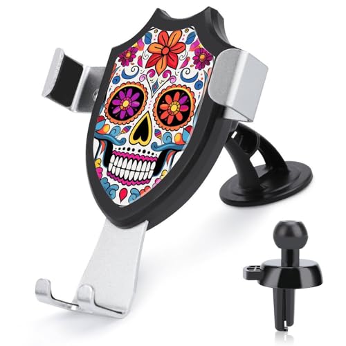 FZMVSQH Sugar Skull Universal-Handyhalterung fürs Auto, verbesserte 3-in-1-Handyhalterung für Smartphone, KFZ-Halterung mit Saugnapf für Armaturenbrett, Windschutzscheibe, Lüftungsschlitz von FZMVSQH