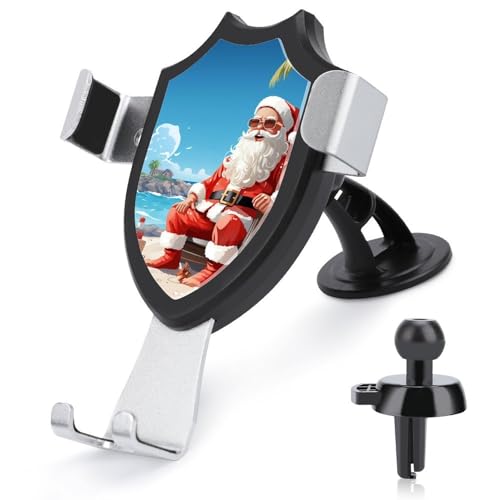 FZMVSQH Universelle KFZ-Handyhalterung mit Weihnachtsmann am Strand, verbesserte 3-in-1-Handyhalterung für Smartphone, KFZ-Halterung mit Saugnapf für Armaturenbrett, Windschutzscheibe, Lüftungsschlitz von FZMVSQH