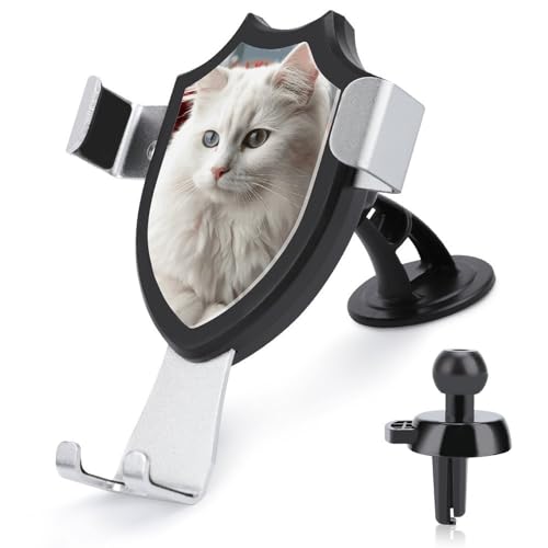 FZMVSQH Universelle KFZ-Handyhalterung mit niedlicher weißer Katze, verbesserte 3-in-1-Auto-Telefonhalterung, Smartphone-Halterung, Handy-Autohalterungen mit Saugnapf für Armaturenbrett von FZMVSQH