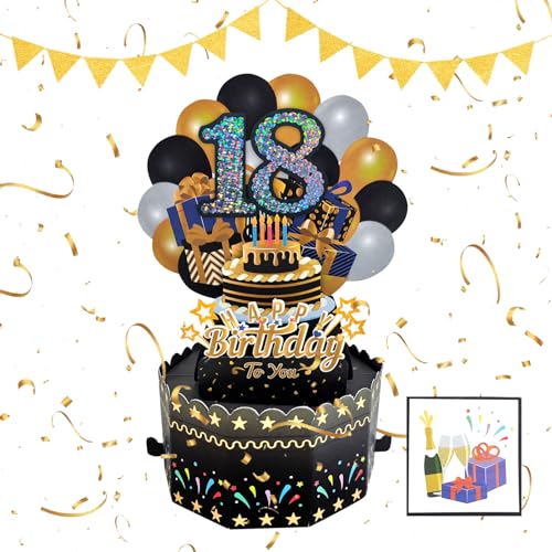 Geburtstagskarte,Geburtstag Karte zum 18. Happy Birthday Karte 3D Pop Up Karte Geburtstag Pop Up Grußkarten Glückwünsche Geburtstagskarten mit Umschlag Lustig Geburtstagsgeschenk von FZQBEY