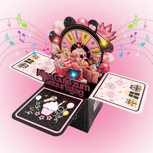 Geburtstagskarte mit Gewinnspiel Karussell, Geburtstagskarte für Frauen 3D Pop Up Grußkarte Geburtstagsgeschenke für Mädchen, Mama, Freundin, Mutter, Schwester, Freundin, Gefährte, Familienfeier (B) von FZQBEY