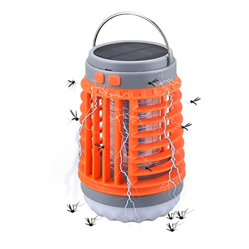 Solar Mückenfalle Insektenvernichter Elektrisch, USB Camping Mückenlampe mit LED Licht, Aufhängbar Insektenlampe Insektenfalle UV Lampe Moskito Killer, Fliegenfalle Elektrischer (A) von FZQBEY