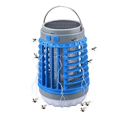 Solar Mückenfalle Insektenvernichter Elektrisch, USB Camping Mückenlampe mit LED Licht, Aufhängbar Insektenlampe Insektenfalle UV Lampe Moskito Killer, Fliegenfalle Elektrischer (B) von FZQBEY
