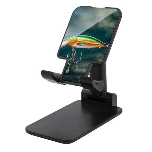 FZQVSGW Handy-Ständer für Schreibtisch, faltbar, verstellbare Drehung, Angelköder-Stil, Tablet-Ständer, tragbare Handyhalter mit 10,2 - 33 cm (4 - 13 Zoll) Handys und Tablets, Schwarz von FZQVSGW