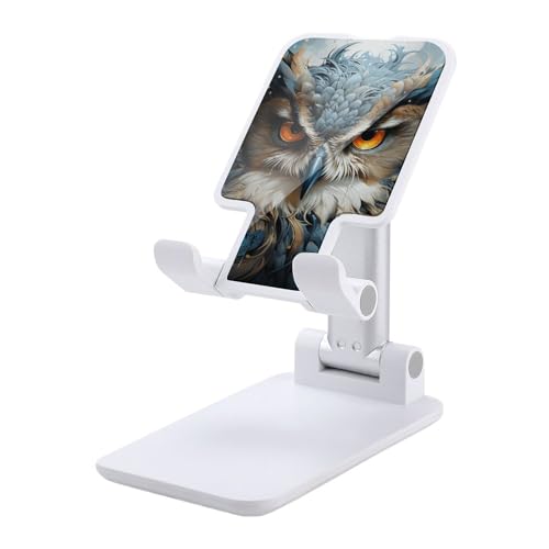 FZQVSGW Handy-Ständer für Schreibtisch, faltbar, verstellbare Drehung, Eule, Tablet-Ständer, tragbare Handyhalter mit 10,2 - 33 cm (4 - 13 Zoll) Handys und Tablets, Weiß von FZQVSGW