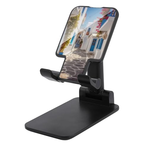 FZQVSGW Handy-Ständer für Schreibtisch, faltbar, verstellbare Drehung, Griechenland, Straße, Tablet-Ständer, tragbare Handyhalter mit 10,2 - 33 cm (4 - 13 Zoll) Handys und Tablets, Schwarz von FZQVSGW