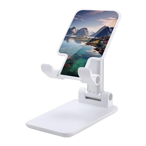 FZQVSGW Handy-Ständer für Schreibtisch, faltbar, verstellbare Drehung, Norwegen-Inseln, Tablet-Ständer, tragbare Handyhalter mit 10,2 - 33 cm (4 - 13 Zoll) Handys und Tablets, Weiß von FZQVSGW