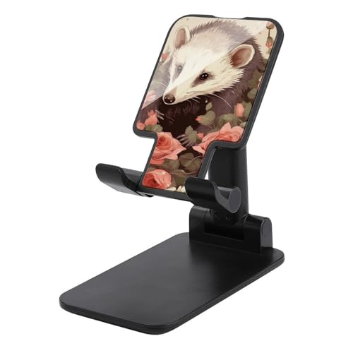 FZQVSGW Handy-Ständer für Schreibtisch, faltbar, verstellbare Drehung, Opossum und Rosen, Tablet-Ständer, tragbare Handyhalter mit 10,2 - 33 cm (4 - 13 Zoll) Handys und Tablets, Schwarz von FZQVSGW