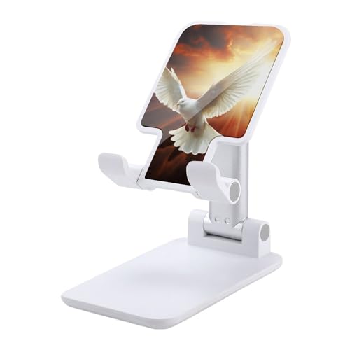 FZQVSGW Handy-Ständer für Schreibtisch, faltbar, verstellbare Drehung, Tauben-Sonnenkunst, Tablet-Ständer, tragbare Handyhalter mit 10,2 - 33 cm (4 - 13 Zoll) Handys und Tablets, Weiß von FZQVSGW