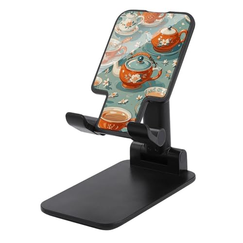 FZQVSGW Handy-Ständer für Schreibtisch, faltbar, verstellbare Drehung, Teekanne und Tasse, Tablet-Ständer, tragbare Handyhalter mit 10,2 - 33 cm (4 - 13 Zoll) Handys und Tablets, Schwarz von FZQVSGW