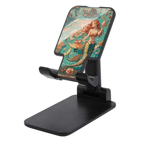 FZQVSGW Handy-Ständer für Schreibtisch, faltbar, verstellbare Drehung, Vintage-Stil, Außenbankkarte mit Meerjungfrauen, Tablet-Ständer, tragbare Handyhalter mit 10,2 - 33 cm (4 - 13 Zoll) Handys und von FZQVSGW