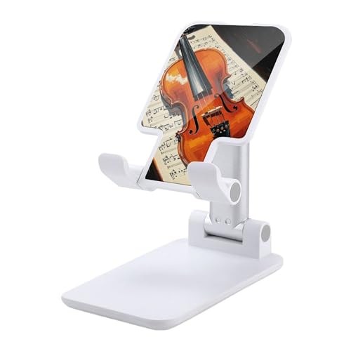FZQVSGW Handy-Ständer für Schreibtisch, faltbar, verstellbare Drehung, Violine, Noten, Tablet-Ständer, tragbare Handyhalter mit 10,2 - 33 cm (4 - 13 Zoll) Handys und Tablets, Weiß von FZQVSGW