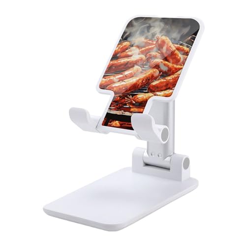 FZQVSGW Handy-Ständer für Schreibtisch, faltbar, verstellbare Drehung, Wurst auf Feuer, Tablet-Ständer, tragbare Handyhalter mit 10,2 - 33 cm (4 - 13 Zoll) Handys und Tablets, Weiß von FZQVSGW