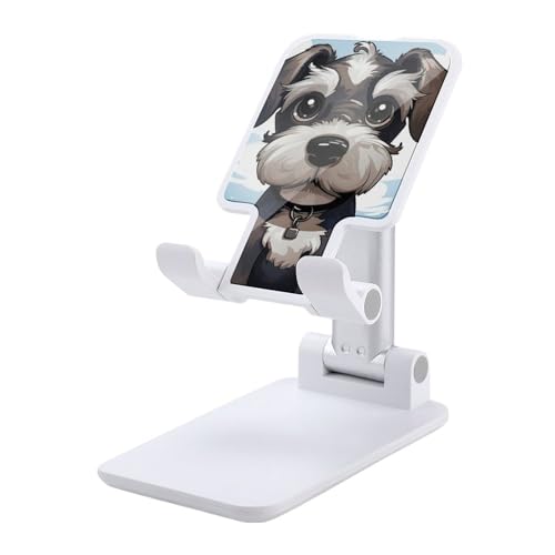 FZQVSGW Handy-Ständer für Schreibtisch, faltbar, verstellbare Drehung, bezaubernder Schnauzer, Tablet-Ständer, tragbare Handyhalter mit 10,2 - 33 cm (4 - 13 Zoll) Handys und Tablets, Weiß von FZQVSGW
