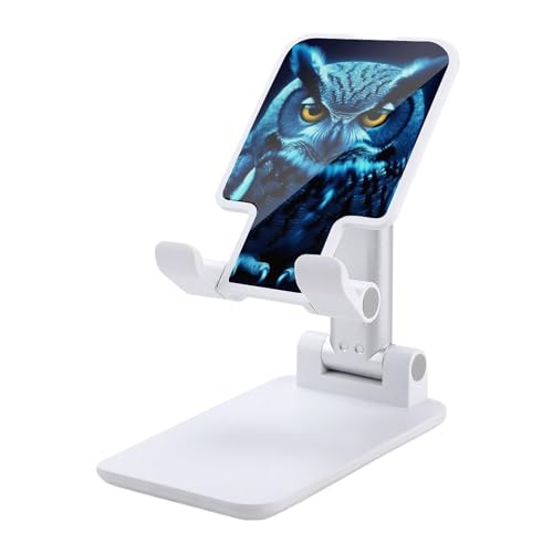 FZQVSGW Handy-Ständer für Schreibtisch, faltbar, verstellbare Drehung, blaue Eule, Tablet-Ständer, tragbare Handyhalter mit 10,2 - 33 cm (4 - 13 Zoll) Handys und Tablets, Weiß von FZQVSGW