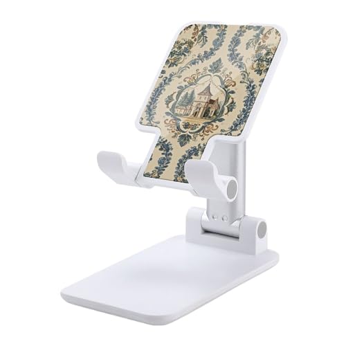 FZQVSGW Handy-Ständer für Schreibtisch, faltbar, verstellbare Drehung, französischer Landhausstil, Tablet-Ständer, tragbare Handyhalter mit 10,2 - 33 cm (4 - 13 Zoll) Handys und Tablets, Weiß von FZQVSGW