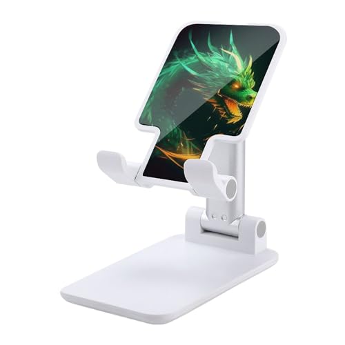 FZQVSGW Handy-Ständer für Schreibtisch, faltbar, verstellbare Drehung, grüner Drache, Tablet-Ständer, tragbare Handyhalter mit 10,2 - 33 cm (4 - 13 Zoll) Handys und Tablets, Weiß von FZQVSGW