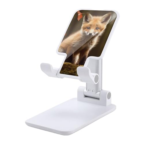 FZQVSGW Handy-Ständer für Schreibtisch, faltbar, verstellbare Drehung, niedlicher Fuchs, Tablet-Ständer, tragbare Handyhalter mit 10,2 - 33 cm (4 - 13 Zoll) Handys und Tablets, Weiß von FZQVSGW