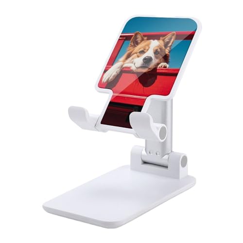 FZQVSGW Handy-Ständer für Schreibtisch, faltbar, verstellbare Drehung, roter LKW, Tablet-Ständer, tragbare Handyhalter mit 10,2 - 33 cm (4 - 13 Zoll) Handys und Tablets (weiß) von FZQVSGW
