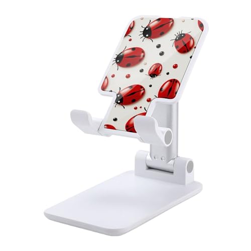 FZQVSGW Handy-Ständer für Schreibtisch, faltbar, verstellbare Drehung, roter Marienkäfer, Tablet-Ständer, tragbare Handyhalter mit 10,2 - 33 cm (4 - 13 Zoll) Handys und Tablets, Weiß von FZQVSGW