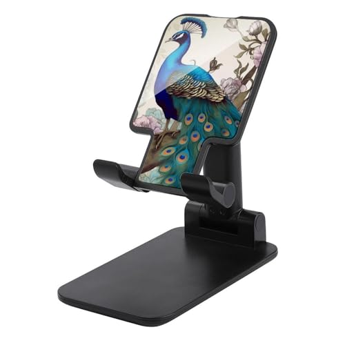 FZQVSGW Handy-Ständer für den Schreibtisch, faltbar, verstellbar, drehbar, Pfauenmuster, Tablet-Ständer, tragbare Handyhalter mit 10,2 - 33 cm (4 - 13 Zoll) Handys und Tablets, Schwarz von FZQVSGW