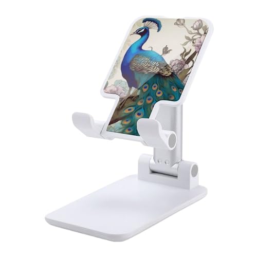 FZQVSGW Handy-Ständer für den Schreibtisch, faltbar, verstellbar, drehbar, Pfauenmuster, Tablet-Ständer, tragbare Handyhalter mit 10,2 - 33 cm (4 - 13 Zoll) Handys und Tablets, Weiß von FZQVSGW