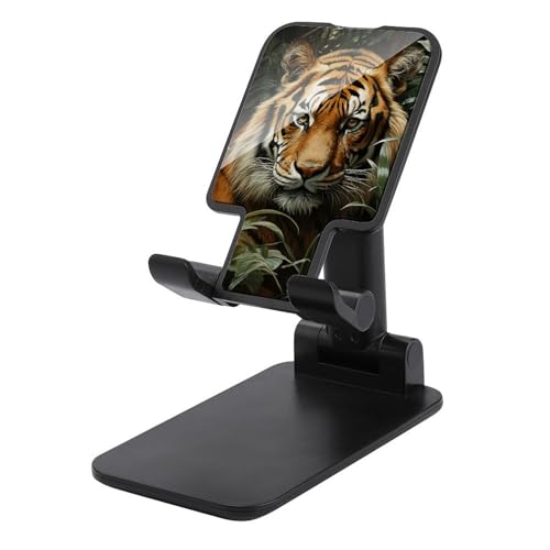 FZQVSGW Handy-Ständer für den Schreibtisch, faltbar, verstellbare Drehung, Dschungel-Tiger-Tablet-Ständer, tragbare Handyhalter mit 10,2-33 cm Handys und Tablets, Schwarz von FZQVSGW