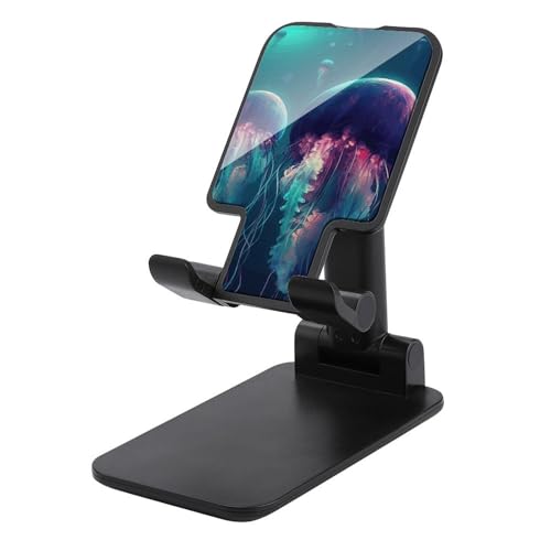 FZQVSGW Handy-Ständer für den Schreibtisch, faltbar, verstellbare Drehung, Farbquallen, Tablet-Ständer, tragbare Handyhalter mit 10,2 - 33 cm (4 - 13 Zoll) Handys und Tablets, Schwarz von FZQVSGW