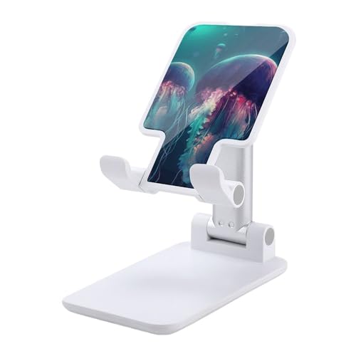 FZQVSGW Handy-Ständer für den Schreibtisch, faltbar, verstellbare Drehung, Farbquallen, Tablet-Ständer, tragbare Handyhalter mit 10,2 - 33 cm (4 - 13 Zoll) Handys und Tablets, Weiß von FZQVSGW