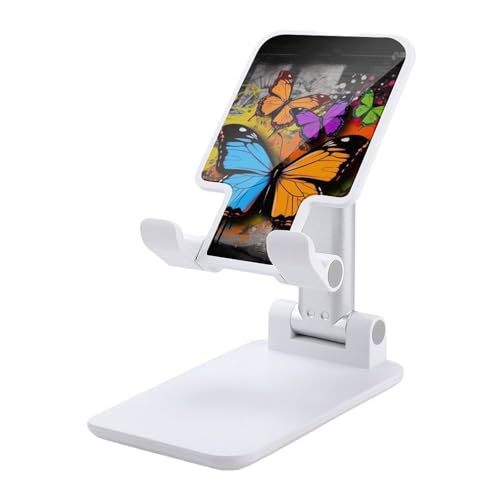 FZQVSGW Handy-Ständer für den Schreibtisch, faltbar, verstellbare Drehung, Graffiti-Schmetterling, Tablet-Ständer, tragbare Handyhalter mit 10,2-33 cm Handys und Tablets, Weiß von FZQVSGW