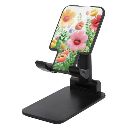 FZQVSGW Handy-Ständer für den Schreibtisch, faltbar, verstellbare Drehung, Happy Flower Tablet-Ständer, tragbare Handyhalter mit 10,2-33 cm Handys und Tablets, Schwarz von FZQVSGW