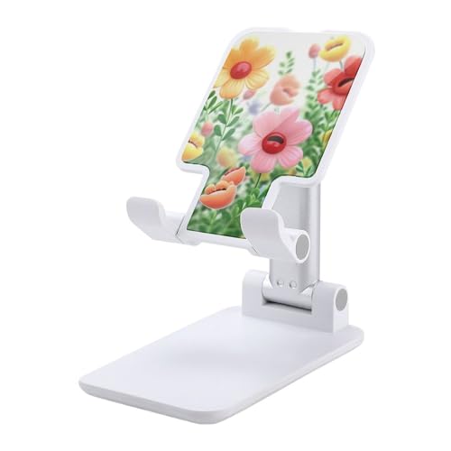 FZQVSGW Handy-Ständer für den Schreibtisch, faltbar, verstellbare Drehung, Happy Flower Tablet-Ständer, tragbare Handyhalter mit 10,2-33 cm Handys und Tablets, Weiß von FZQVSGW