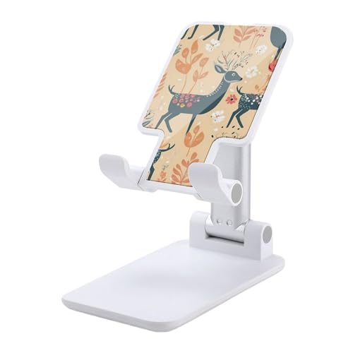 FZQVSGW Handy-Ständer für den Schreibtisch, faltbar, verstellbare Drehung, Hirschmuster, Tablet-Ständer, tragbare Handyhalter mit 10,2-33 cm Handys und Tablets, Weiß von FZQVSGW