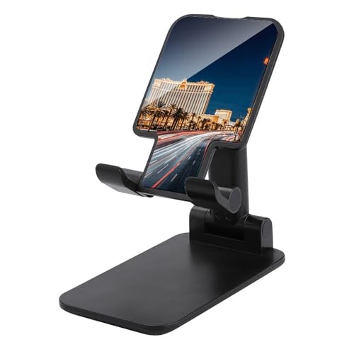 FZQVSGW Handy-Ständer für den Schreibtisch, faltbar, verstellbare Drehung, Las Vegas Night Tablet-Ständer, tragbare Handyhalter mit 10,2-33 cm Handys und Tablets, Schwarz von FZQVSGW