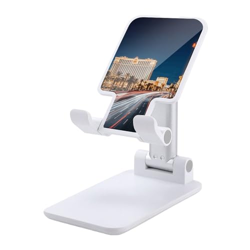 FZQVSGW Handy-Ständer für den Schreibtisch, faltbar, verstellbare Drehung, Las Vegas Night Tablet-Ständer, tragbare Handyhalter mit 10,2-33 cm Handys und Tablets, Weiß von FZQVSGW
