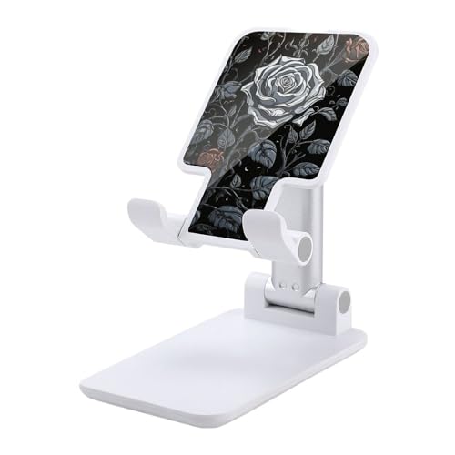 FZQVSGW Handy-Ständer für den Schreibtisch, faltbar, verstellbare Drehung, Rose, Gothic-Tablet-Ständer, tragbare Handyhalter mit 10,2-33 cm Handys und Tablets, Weiß von FZQVSGW