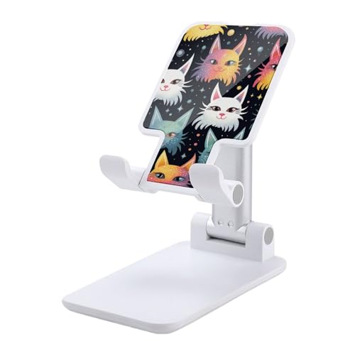 FZQVSGW Handy-Ständer für den Schreibtisch, faltbar, verstellbare Drehung, Sternohr, Katze, Tablet-Ständer, tragbare Handyhalter mit 10,2 - 33 cm Handys und Tablets, Weiß von FZQVSGW